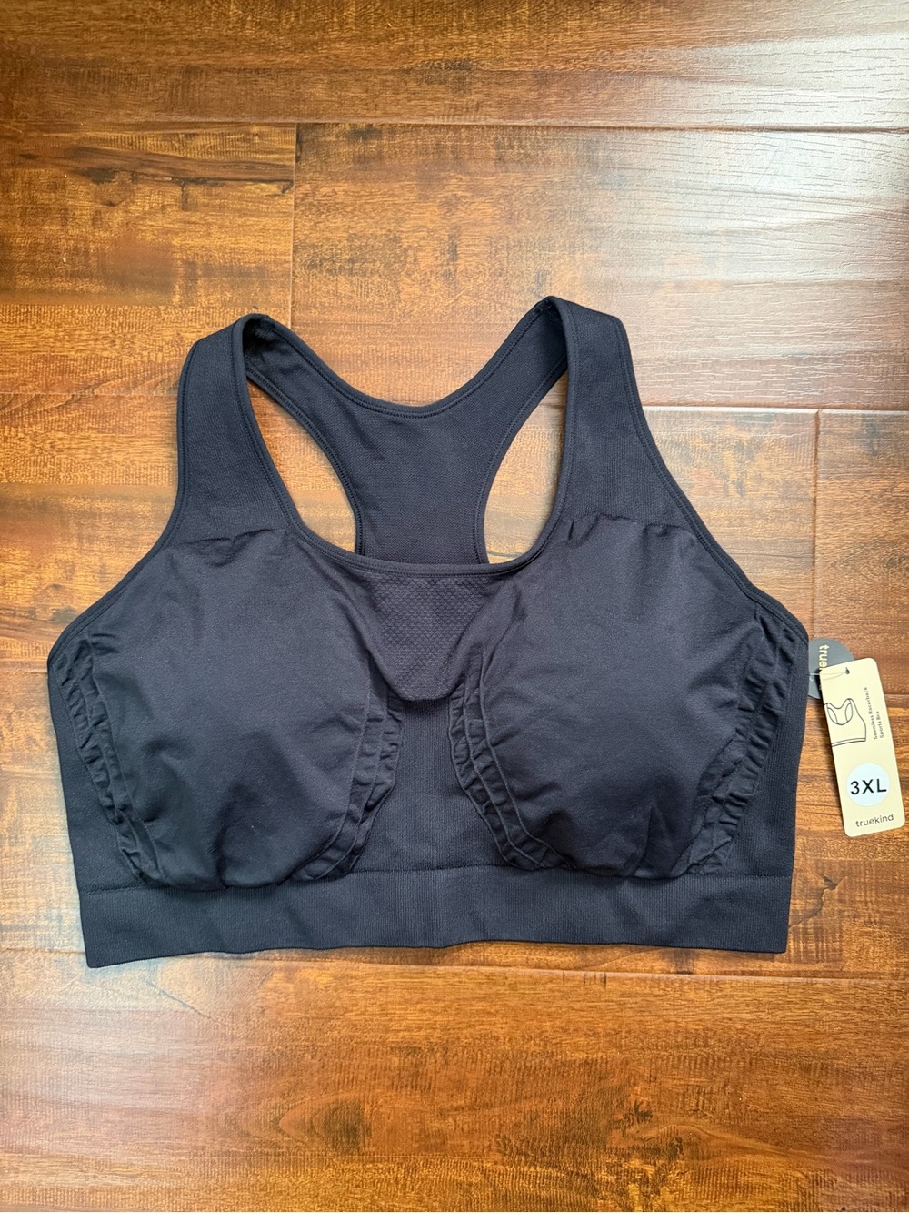 NWT Truekind Black Racerback Seamless Support Bra - 3XL